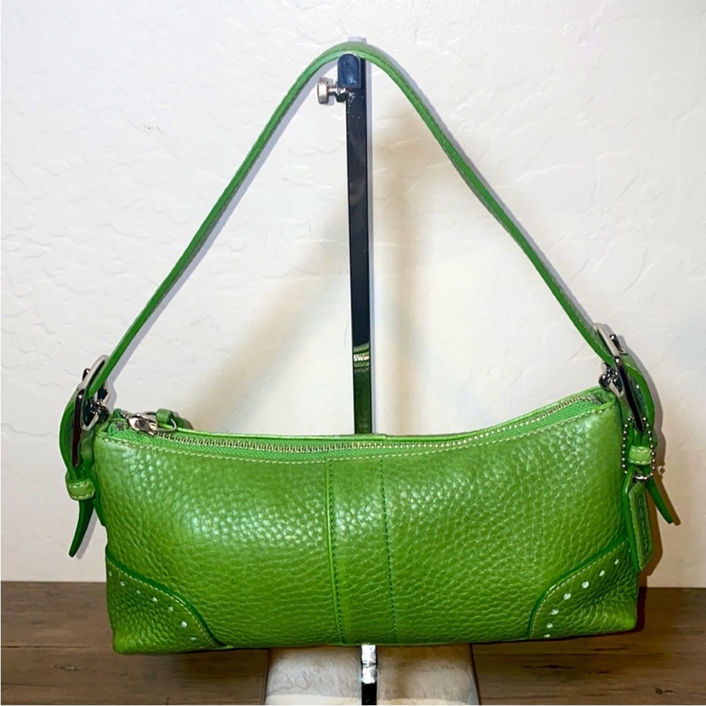 COACH Vintage Y2K Hampton Demi Leather Small Green Shoulder Bag Purse 5052